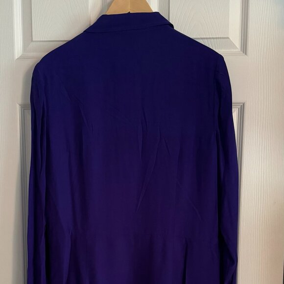 J. Peterman Royal Blue/Purple Silk Shirt Dress w Pleated Skirt, sz14, Never Worn - Picture 3 of 6